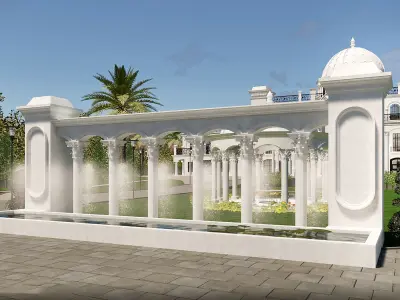 Grand Estate with Domed Roof 3D Model 3D model