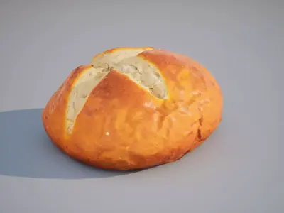 Bread bun Game ready 3K triangles 4K PBR textures Low-poly 3D model