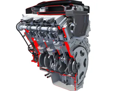 V6 Engine Cutaway 3D model