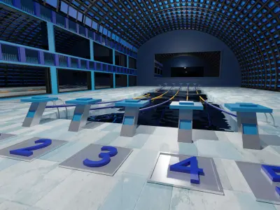 Swim Stadion-Stadium pool-Arena pool Low-poly 3D model