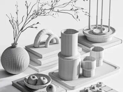 Decorative set01 3D model 4