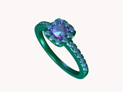 ZDR070 diamond engagement ring gold 3D print model