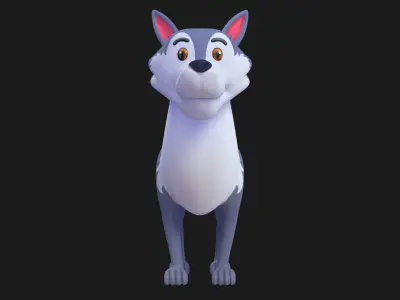Cartoon Wolf Rigged Low-poly 3D model