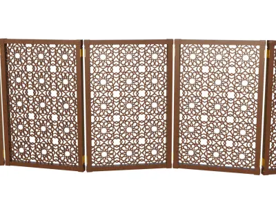 Jaffery Fancy Wooden Partition Panel - High Poly 3D PBR LOD Low-poly 3D model