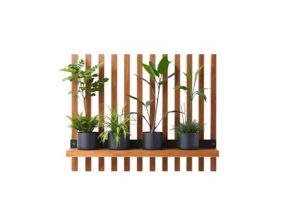 Minimalist Vertical Slat Rails Plant Holder model pack Low-poly 3D model