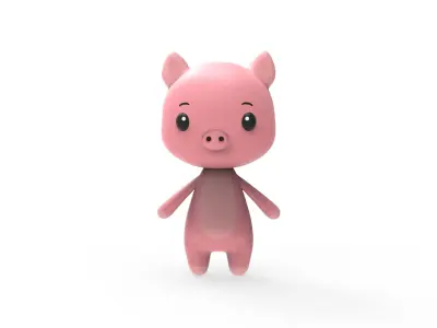 Pig low poly animated v001 Low-poly 3D model
