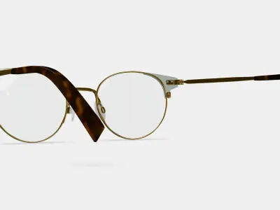 Patel Eyeglasses in Polished Gold with Chantilly 3D model