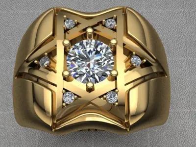 men ring star of David 3D print model