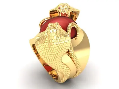Luxury Dragon Oval Stone Men Ring 430  3D print model
