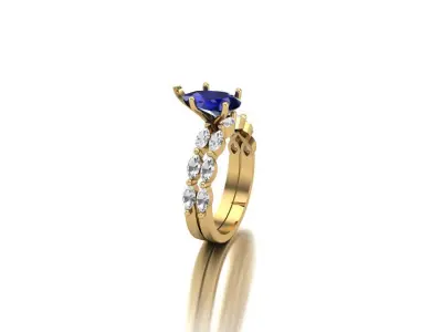 A Regal Flourish The Pear and Marquise Diamond Ring Band 3D print model