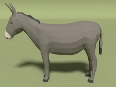 Low Poly Cartoon Donkey Low-poly 3D model