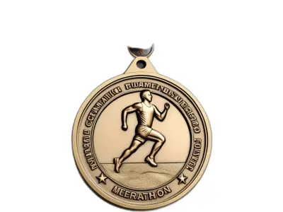 Golden Running Race Sport Medal Low-poly 3D model