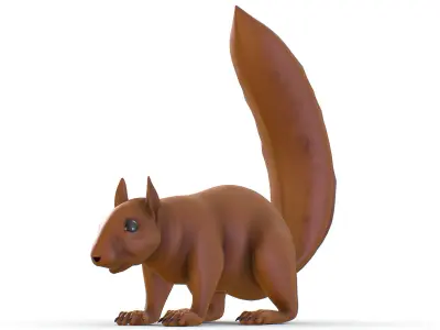 High Poly Forest Wild Red Squirrel Low-poly 3D model