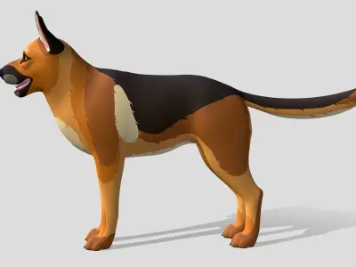 Cartoon Dog - Shepherd Low-poly 3D model
