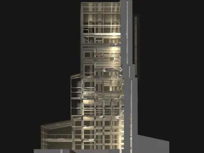 Factory tower in cutaway section 25i06 3D model