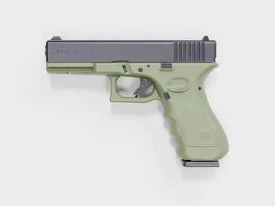 Glock 17 OD Green Pistol Low-poly 3D model
