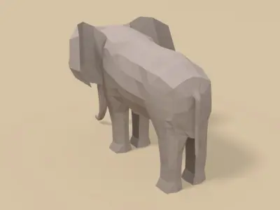 Low Poly Cartoon African Elephant Low-poly 3D model