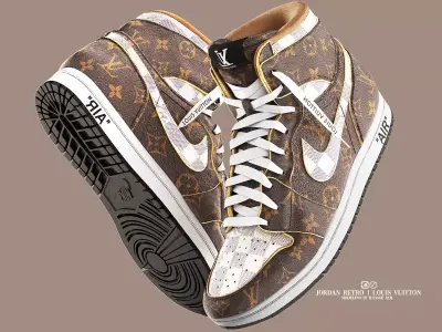 jordan retro 1 louis vuitton 3D model