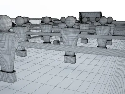 Wooden Babyfoot 3D model