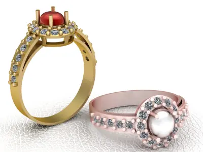 STYLISH PEARL RING 3D PRINTABLE MODEL 3D print model