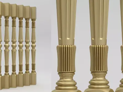 Carved Baluster 3D model 2