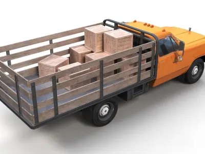 Dodge D100  light-duty stake truck Low-poly 3D model