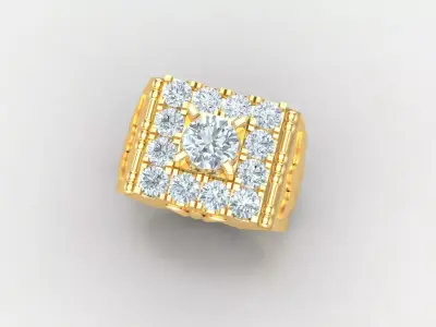 Ring  Mens luxury ring with enamel and gems 3D print model 3D print model