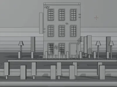 low poly simple cartoon game building Free 3D model