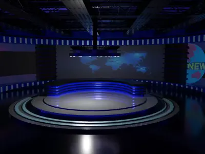 TV Studio News Low-poly 3D model