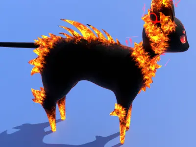 Volcano Cat Low-poly 3D model