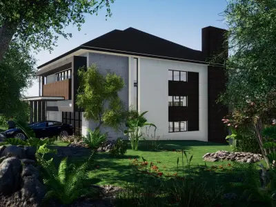 modern house Low-poly 3D model