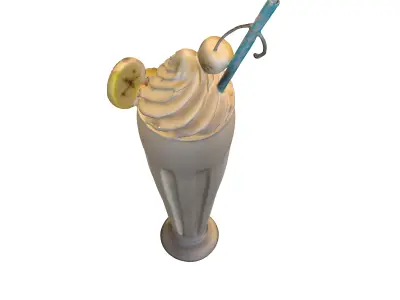 Banana Milkshake Low-poly 3D model