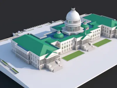 Low Poly United States Capitol Hill Landmark Low-poly 3D model