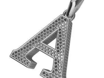 DIRECT CASTING ALPHABET PENDANT Texture 3D print model 3D 3D print model
