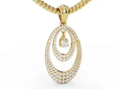 Double Layer Teardrop Diamond Pendant 3D print model