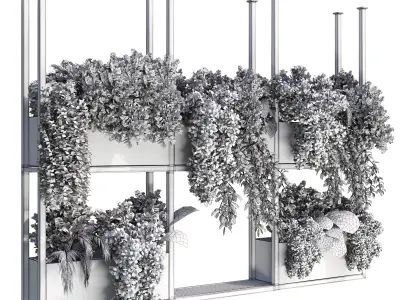 collection Outdoor plants hanging pot wood bax vase 07 3D model