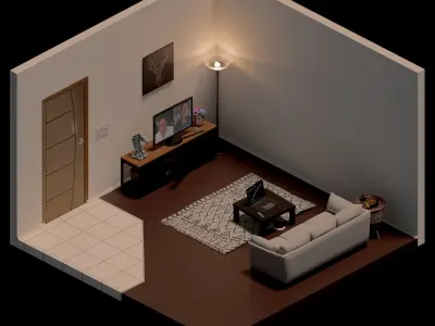 Realistic Breathing Cat Low-poly 3D model