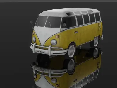 VW transporter T1 lowpoly personal car Low-poly 3D model