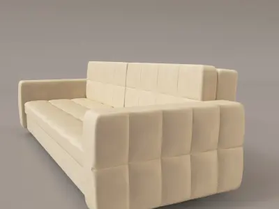 Modern Tufted Beige Sofa 3D Model Low-poly 3D model