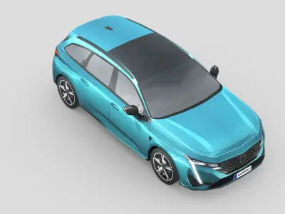 Peugeot 308 SW hybrid 2022 Low-poly 3D model