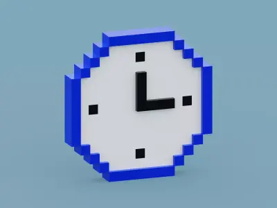 Voxel Blue Clock Low-poly 3D model