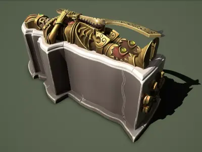 Sarcophagus gold and purse Low-poly 3D model