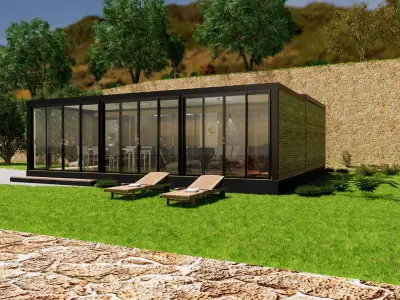 mobile home vacation house w winter garden K38 Low-poly 3D model