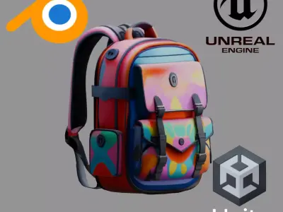 Stylized Backpack BP21 Low-poly 3D model