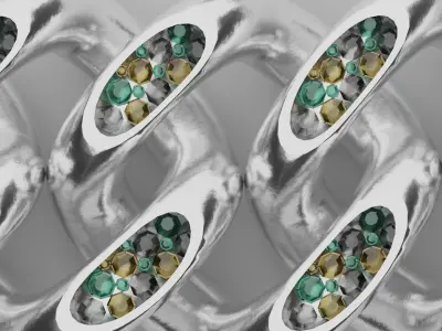 3D Model Luxury chain with key of life medal Low-poly 3D model