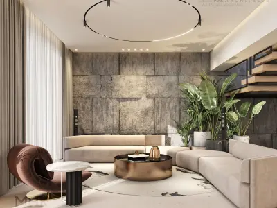 Cozy Reception with open kitchen interior scene 3D model 3D model