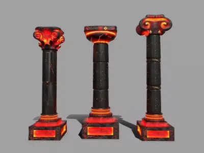 Pillar Set three pillars Low-poly 3D model