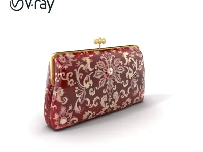 Elegant Velvet Embroidered Clutch Bag model pack Low-poly 3D model