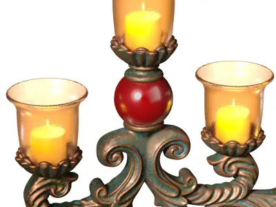 Bronze Tabletop Aged Antique Classic Candlestick Candle Holder 3D model