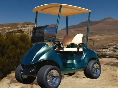 detailed low poly golf cart model 3D model